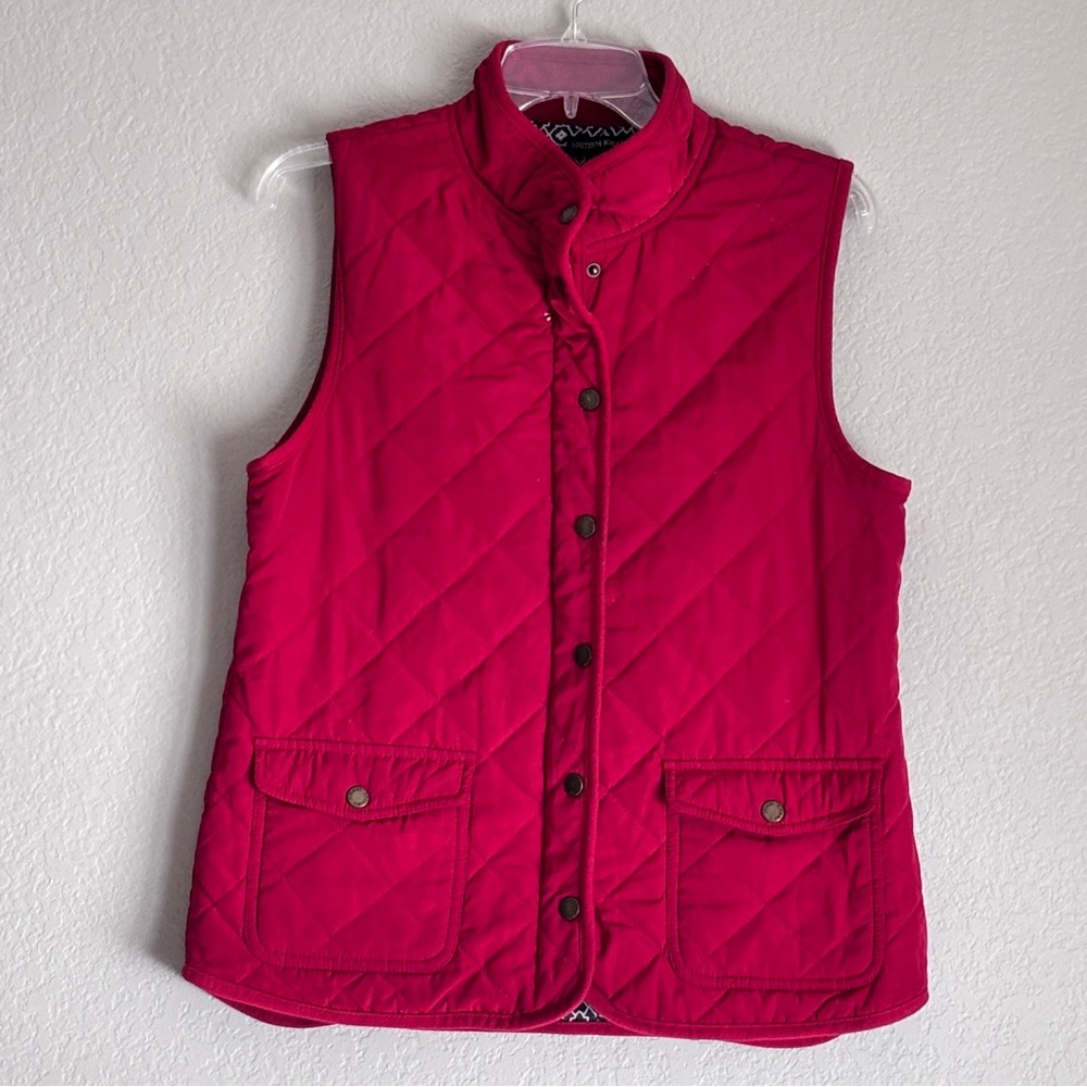 Streetwear Cabincore British Khaki Women’s Red Quilted Vest size M
